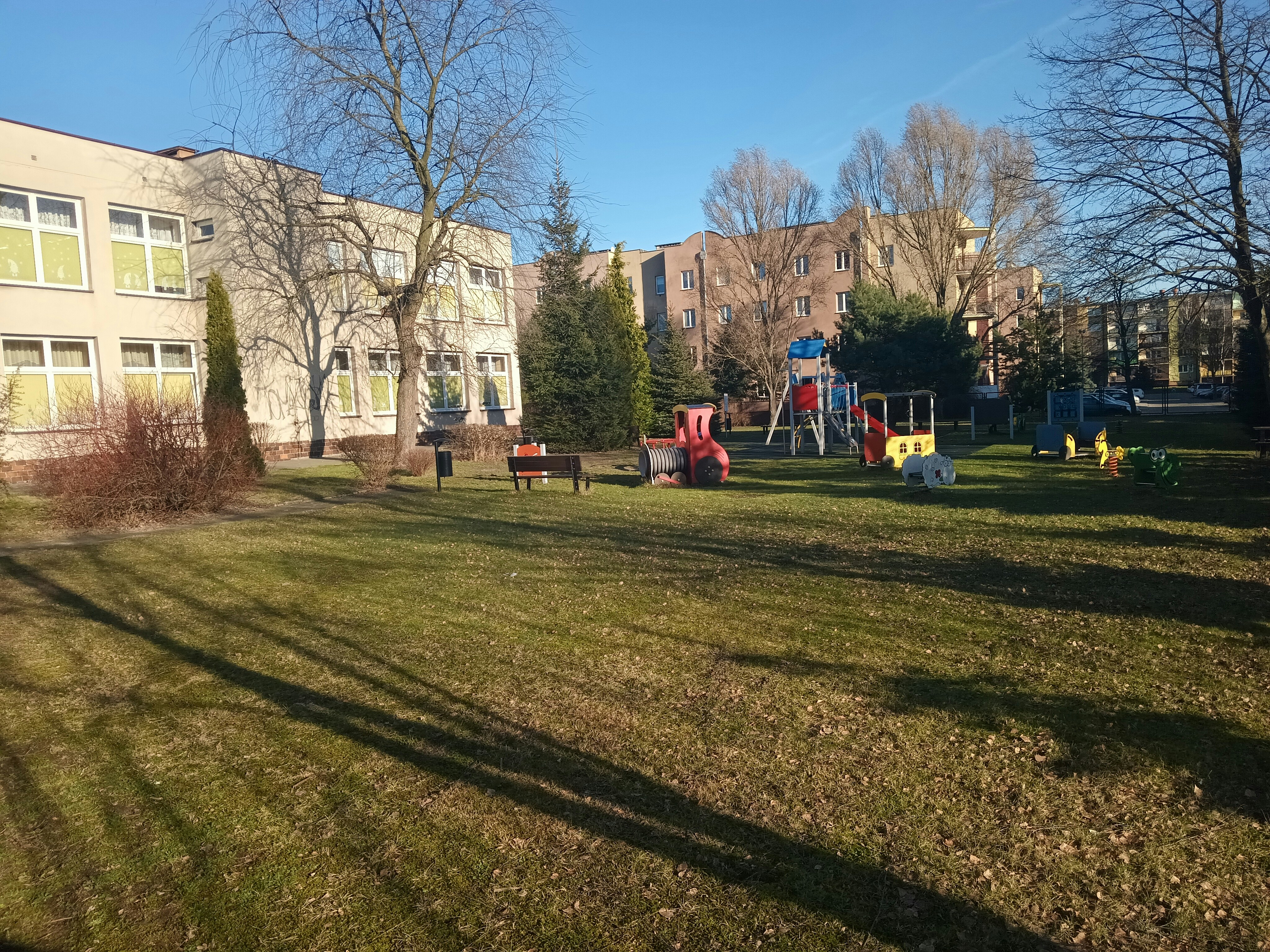 Children playing outdoor games and exercising together